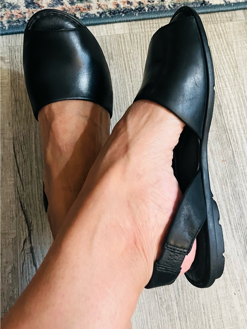 Born Black Leather Slingback Sandals